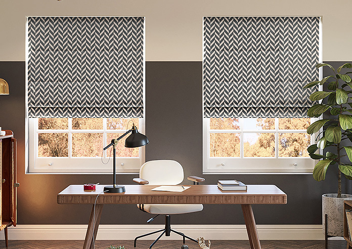 Chevron Stripe, Charcoal - Motorised Roman Blind - Image 3